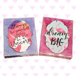 🎉3/$20 NWT 2 Mini Glitter Wood Block Canvases